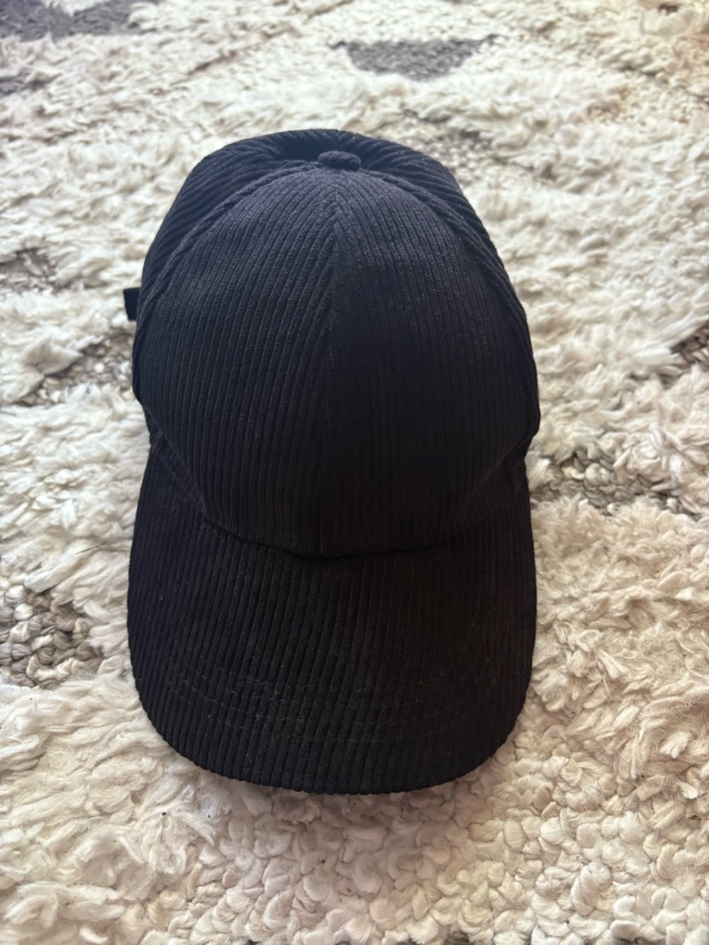 Black Corduroy Baseball Cap - Women